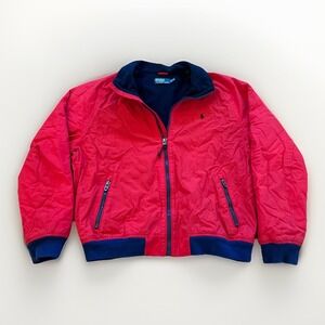 Polo Ralph Lauren Bomber Jacket Mens XXL Red Harrington Windbreaker Vintage